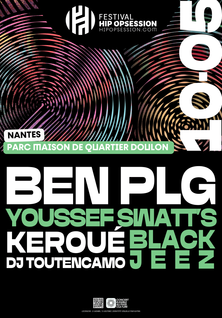 Concert dans le parc de la maison de quartier de Doulon à Nantes pour les 20 ans du festival Hip OPsession avec Ben PLG, Youssef Swatt's, Keroué, Black Jeez et DJ Toutencamo le 10 mai