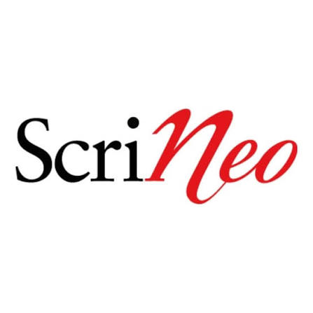 Logo de la maison d'éditions Scrineo en noir et rouge. C'est une maison d'édition engagée qui sort prochainement le nouveau romans d'Alex Amber, autrice de Rien n'est parfait. 
